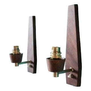 Vitrika Teak Wall Lights in Turquoise Lampshade, Denmark, 1960s, Set of 2 For Sale