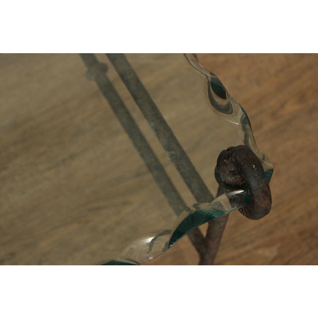 Modernist Glass Top Wrought Iron Coffee Table For Sale In Philadelphia - Image 6 of 17