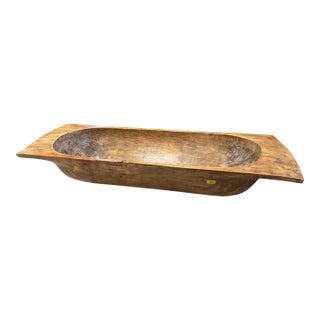 Early 20th Century Hand Carved Large Wooden Elongated Bowl. For Sale