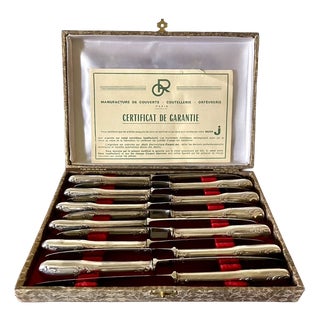 Silver-Plated Metal Knives, France, 1950s, Set of 12 For Sale