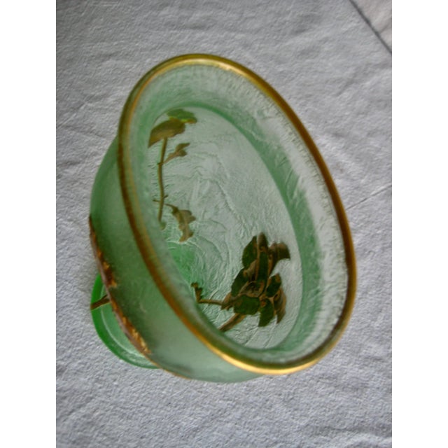 Green Art Nouveau Acid Frosted Mont-Joye Guilde Vase For Sale - Image 8 of 9