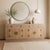 Refinished Mount Airy Bleached Oak Sideboard with Brass Hardware. A long vintage sideboard by Mount Airy Furniture...