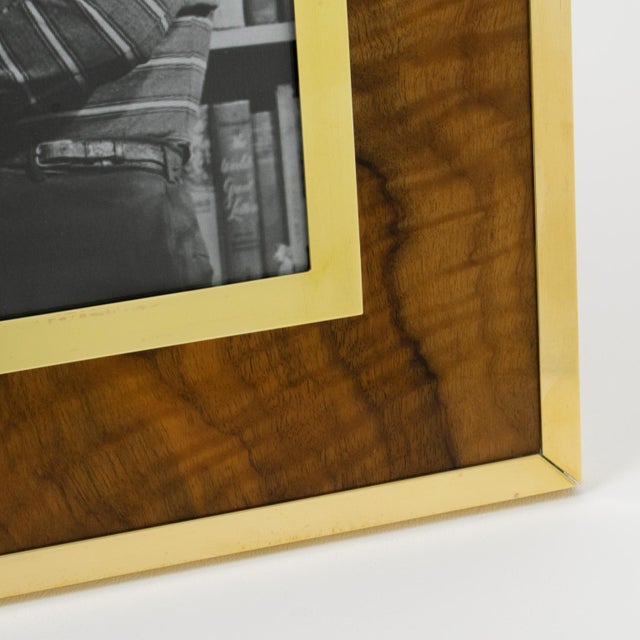 Montagnani Italy Modernist Wood and Brass Picture Frame For Sale In Atlanta - Image 6 of 7
