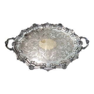 Large Sheffield English Mappin & Webb Silverplate Serving Tray c.1860s For Sale