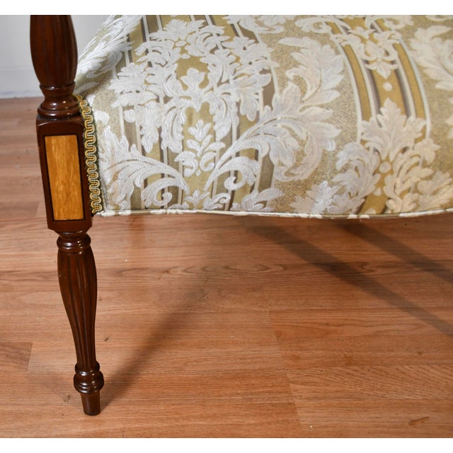 Brown 1980s Hickory Chair English Hepplewhite Mahogany Inlay Pair of High-Back Chairs For Sale - Image 8 of 17