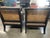 Mint condition set of stunning high quality chairs from Drexel Heritage in black wood with brown rattan webbing. Includes...