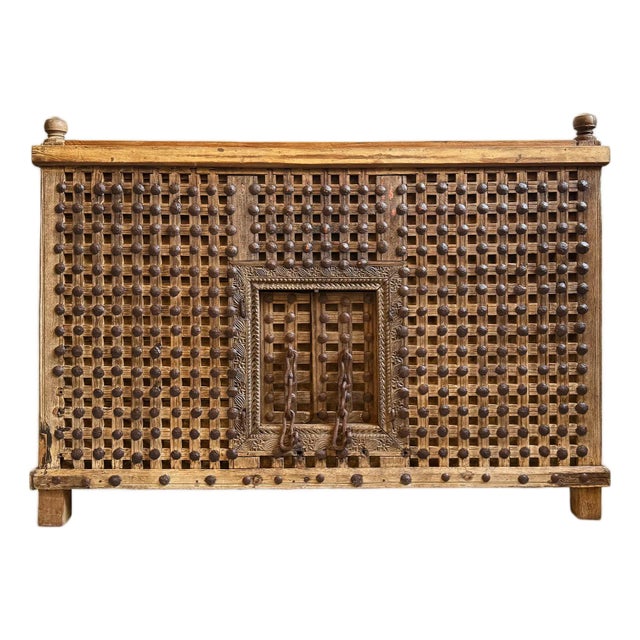 Antique Indian Dowry Chest Tall Bar Cabinet For Sale