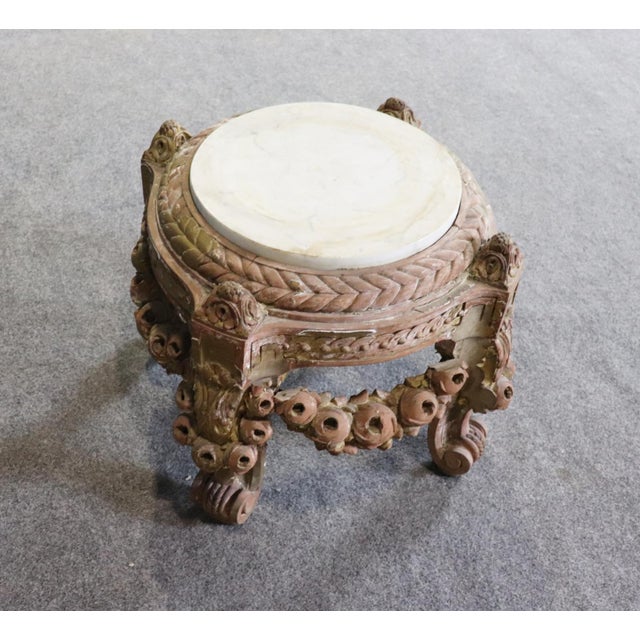 Carved French Louis XV Marble Top Pedestal Low Table Attr. Francois Linke For Sale - Image 11 of 11