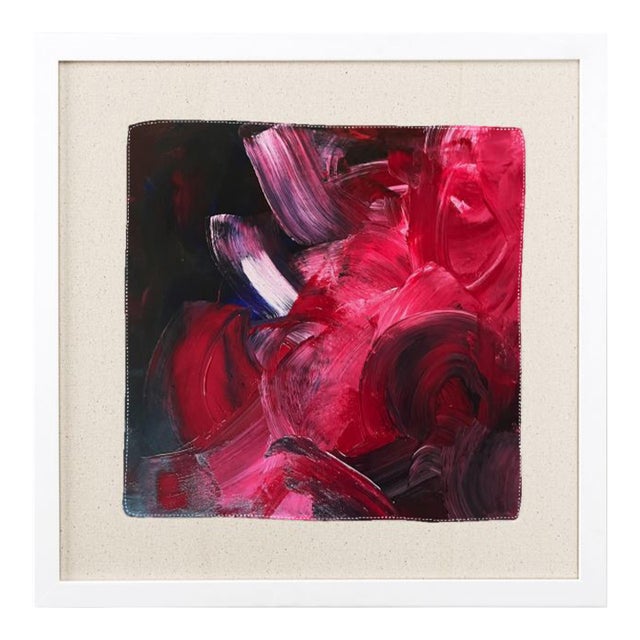 16" Framed Silk Scarf "Mouth Wide Open" by Fanyu Lin For Sale