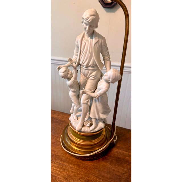 Victorian Mid 20th Century Large Parian Bisque Porcelain Sculptured Lamps For Sale - Image 3 of 12