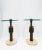 Italian Gothic Brass Glass & Travertine Marble Side or End Tables, Pair For Sale - Image 4 of 13