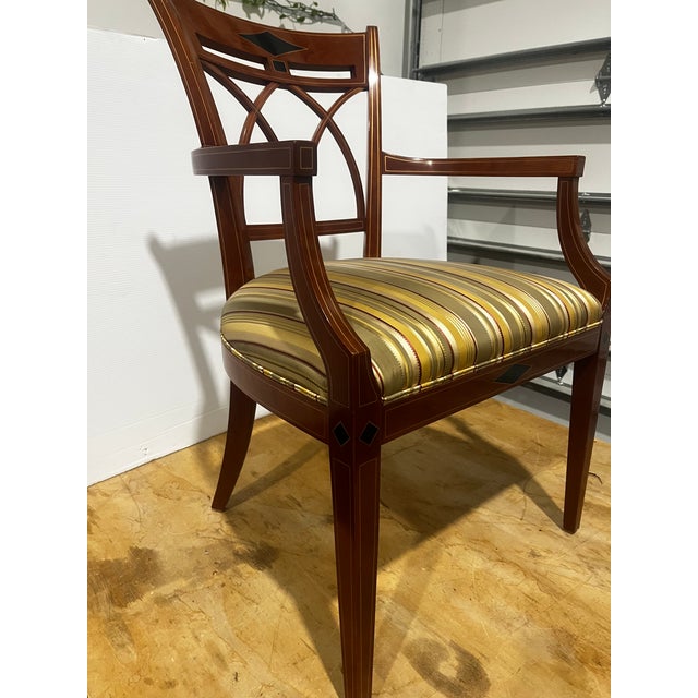 Authentic matching pair of **John Widdicomb** armchairs, **labeled and identified as Model 5572**. Elegant Federal-style...