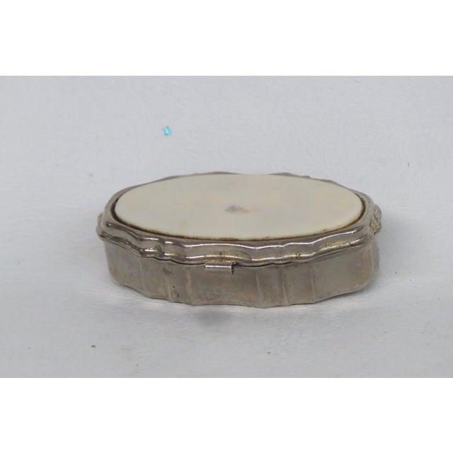 Metal Pill Box Small Compact Vintage Trinket Storage With Clasp Closure 4760b For Sale - Image 12 of 12