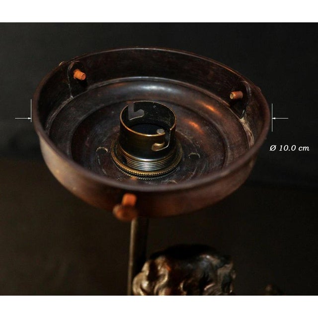 Art Deco Bronze Figural Lamp with Marbled Saturn Glass Shade, 1920 For Sale - Image 9 of 14