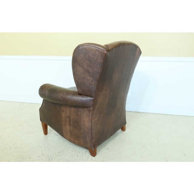 Distressed Worn Brown Leather Wingback Club Chair Chairish