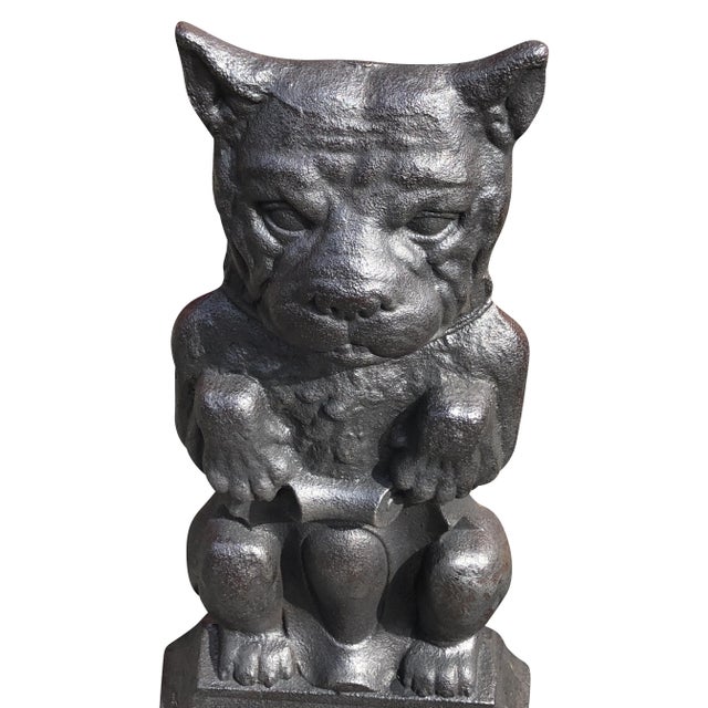 1900 - 1909 Pair of Cast Iron Dog Andirons For Sale - Image 5 of 6