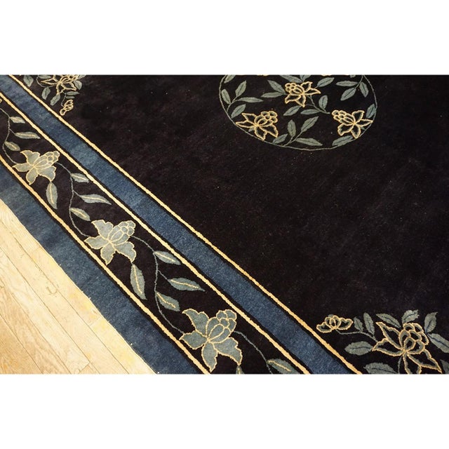 1930s Traditional Navy Blue Medallion Antique Chinese Peking Room Size Rug For Sale - Image 10 of 11