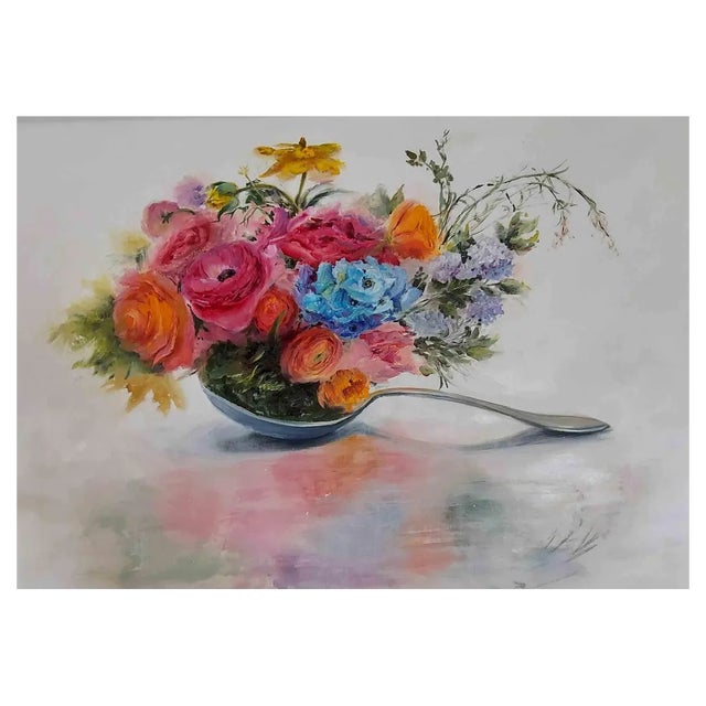 Elena Mardashova, Spring Breakfast, Oil on Canvas, 2022 For Sale