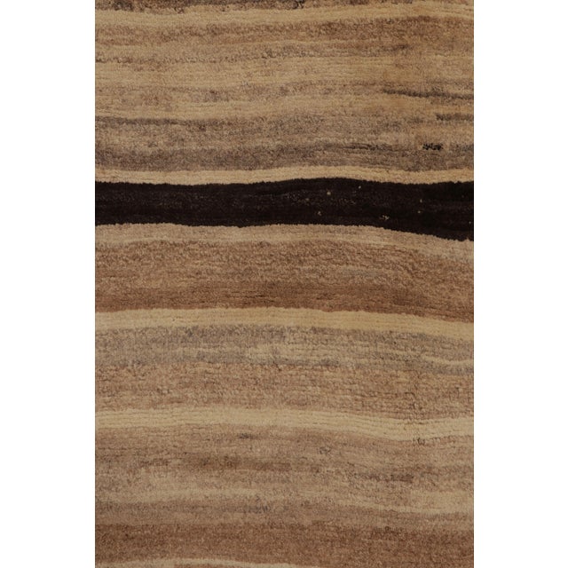 Vintage Persian Gabbeh Rug, Brown and Beige Striped Tribal Design - Rug & Kilim For Sale In New York - Image 6 of 10