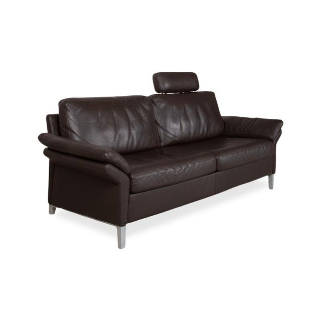 3300 Three-Seater Leather Brown Couch with Manual Function Headrest from Rolf Benz For Sale - Image 4 of 16