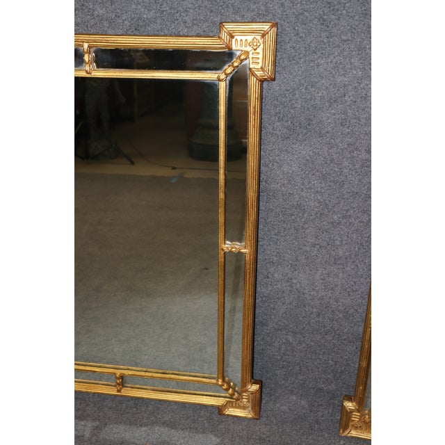Gold 1960's Pair Directoire Style Italian Gold Gilt MIrrors For Sale - Image 8 of 9