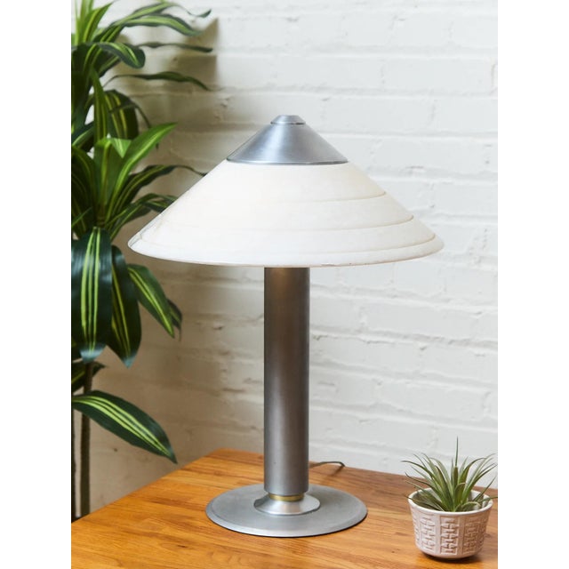 Alabaster Mid 20th Century Art Deco Alabaster Shade Table Lamp by Boyd Lighting For Sale - Image 8 of 9