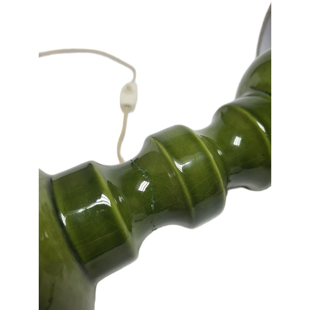 Metal Polish Postmodern Bedside Lamp in Glass and Pottery, 1980s For Sale - Image 7 of 11