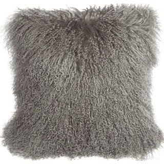 Mongolian Sheepskin Gray 18x18 Pillow For Sale