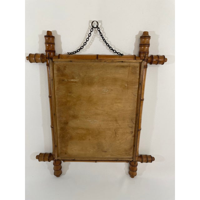 Antique French Faux Bamboo Turned Wood Wall Mirror For Sale - Image 9 of 18