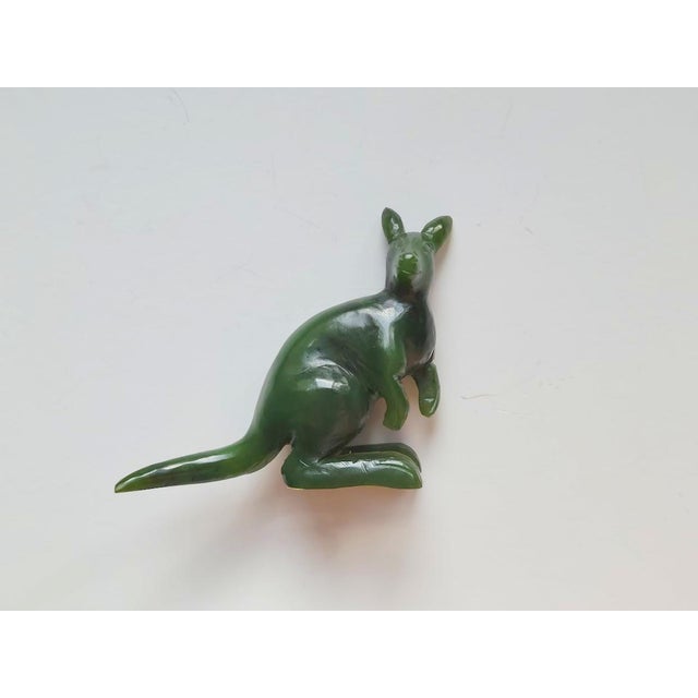 Charming Vintage Canadian Nephrite Kangaroo Figurine, hand-carved from genuine Canadian nephrite and polished to a smooth...