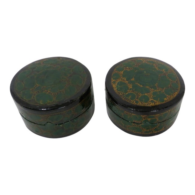 Vintage Petit Kashmiri Boxes -- a Pair For Sale