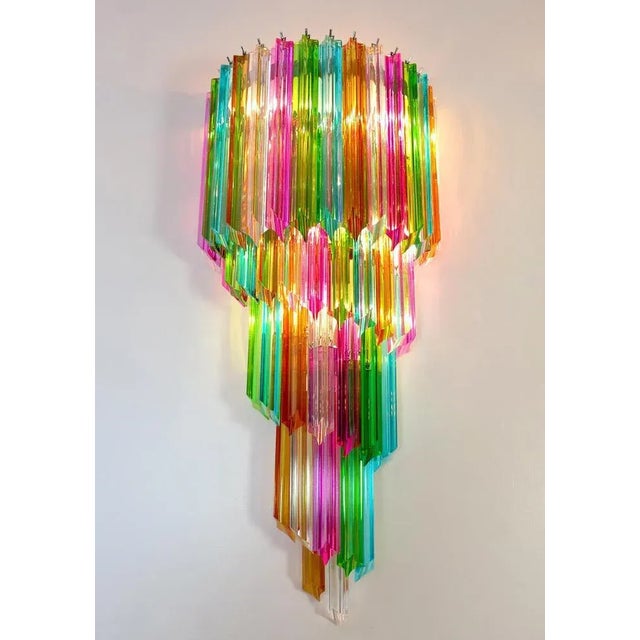 Metal Italian Venini Style Murano Glass Sconces, 1980s, Set of 2 For Sale - Image 7 of 9