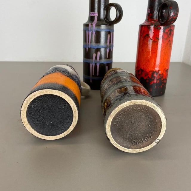 Vintage Fat Lava Pottery Vases attributed to Scheurich, Germany, 1970s, Set of 4 For Sale - Image 18 of 18