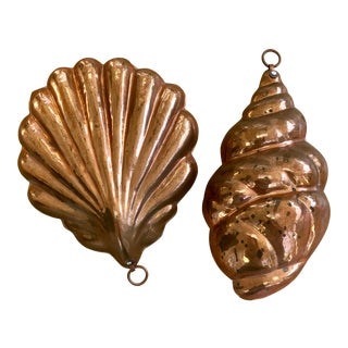 Vintage Solid Copper Shell Molds - a Pair For Sale