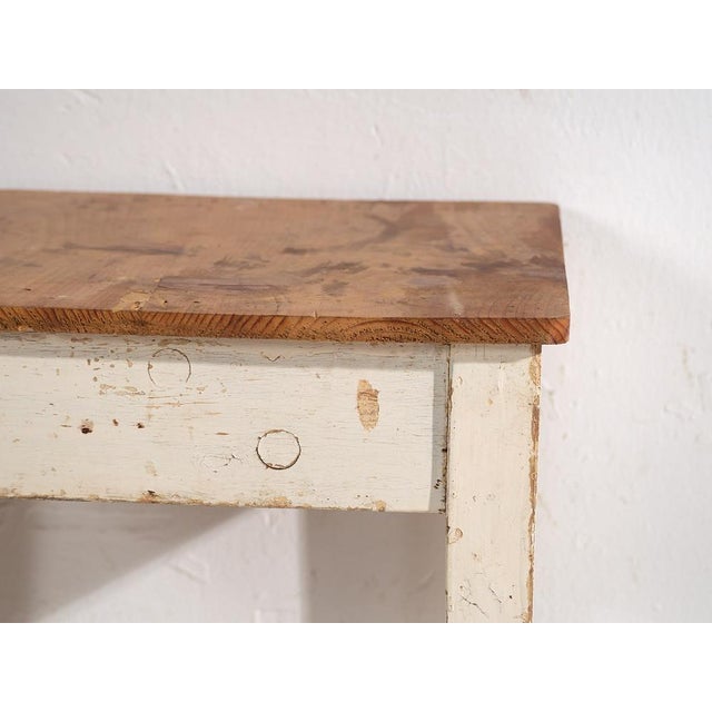 Wood Vintage White Wooden Side Table, 1920 For Sale - Image 7 of 9