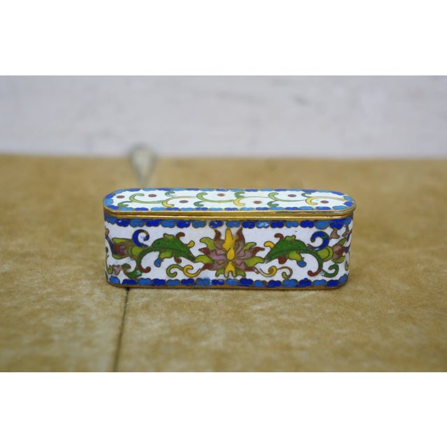 Metal 11 Vintage Enameled Cloisonne Trinket Keepsake Pill Match Boxes For Sale - Image 7 of 17