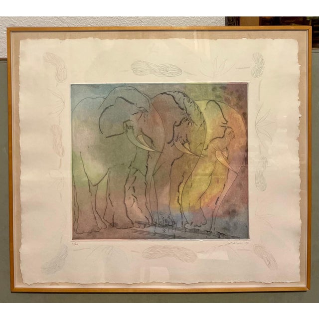 Stanley Boxer, Stanley Boxer Aquatint Intaglio Etching Elephant Herd Abstract Expressionist, 1979 For Sale - Image 9 of 14