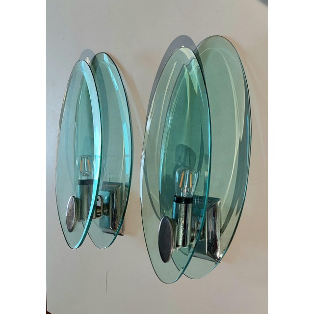 Italian Glass Wall Lights from Fontana Arte, 1970s, Set of 2 For Sale - Image 12 of 12