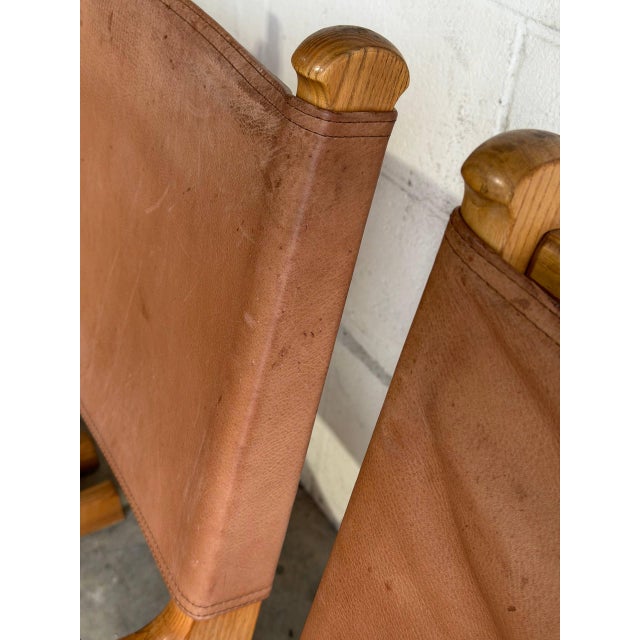 Saddle Brown Leather Dining Chairs Set of 4 Mid-Century Modern 1970s For Sale - Image 4 of 14