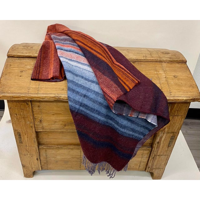 2020s Super Soft Merino Lambswool Throw With a Colorful Retro 70’s Inspired Stripe Pattern - Made in England For Sale - Image 5 of 12