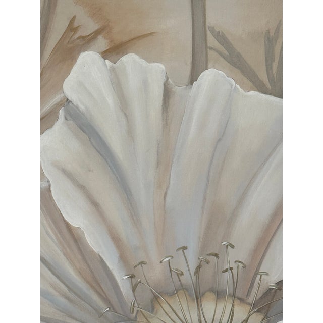 1980’s Sherry J Felix Large Acrylic on Canvas of a White Flower For Sale In Palm Springs - Image 6 of 16