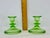Glass Vintage Green Uranium Glass Candlestick Holders Pair 1930s Depression Glass For Sale - Image 7 of 12