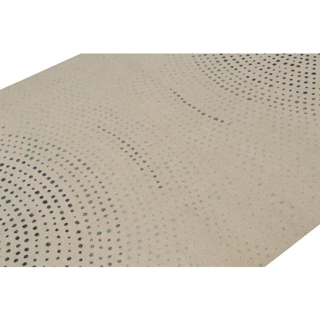 Rug & Kilim Rug & Kilim’s Distressed Style Abstract Rug in Beige, Blue & Green Dots Patterns For Sale - Image 4 of 7