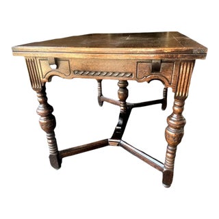 Early 20th Century Antique Fumed Oak Spanish Revival Library Table or Breakfast Table For Sale