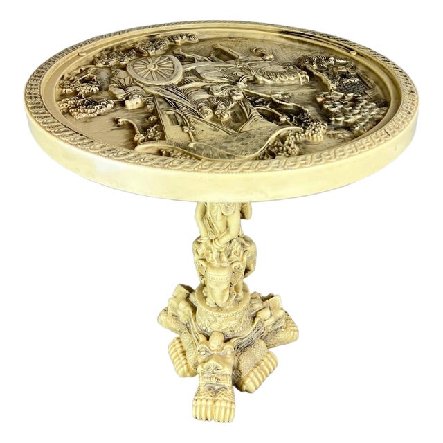 Small Carved Pedestal Table For Sale