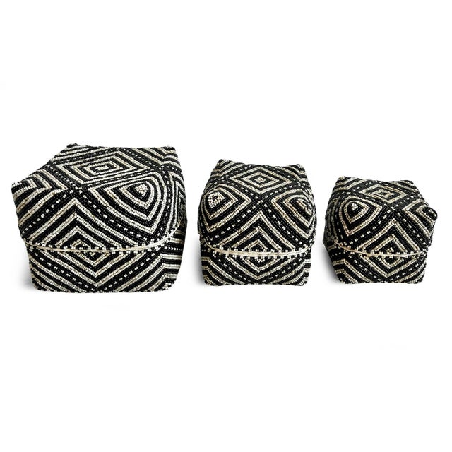 Vintage Black & Tan Bamboo Beaded Box Medium For Sale In Los Angeles - Image 6 of 7