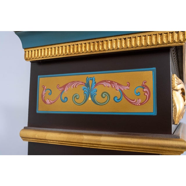 Italian Polychrome Paint Decorated Grandfather Clock For Sale - Image 10 of 18
