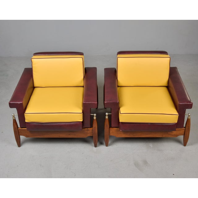Mustard Pair Mid Century Italian Arm Chairs Attrib to Gigi Radice For Sale - Image 8 of 12