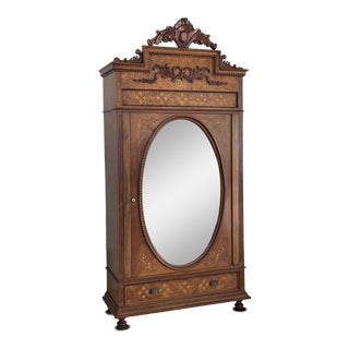Antique Asian Solid Wood Armoire For Sale