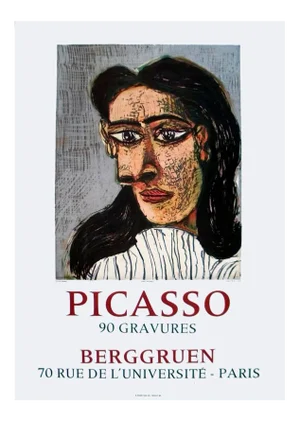 1971 Pablo Picasso 'Portrait of Dora Maar' Cubism Gray France Lithograph